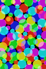Multicolored overlapping circles background illustration.