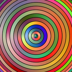 Vibrant graduated color circles on a black background.