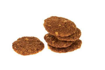 Biscuits with chocolate chips and nuts isolated
