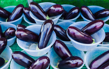 Aubergines at vegetable market