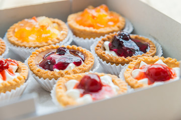 Variety fruit tart in paper box