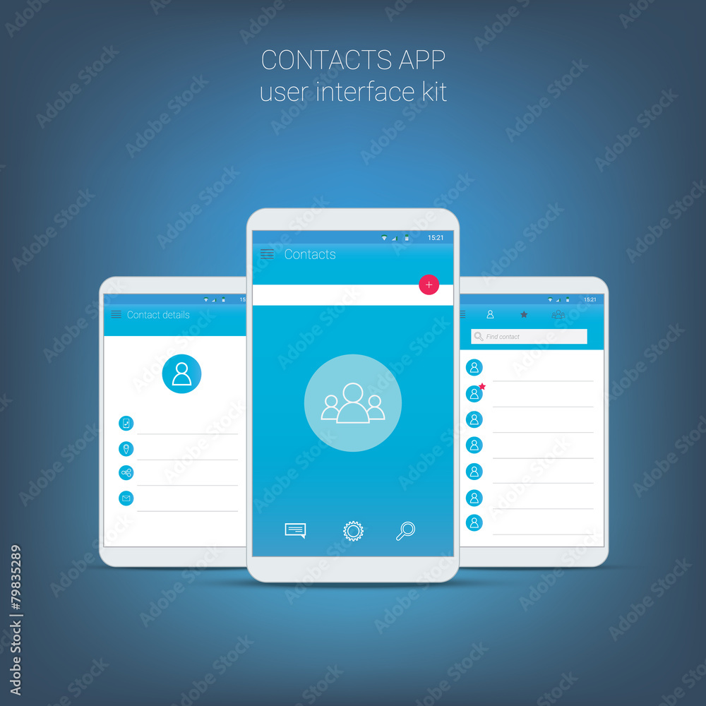Poster flat design user interface for smart phone or mobile contact