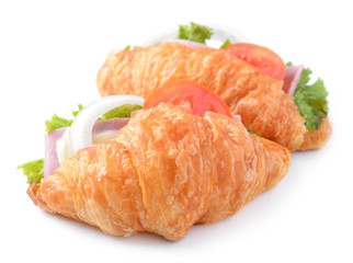 croissant sandwich isolated on white background