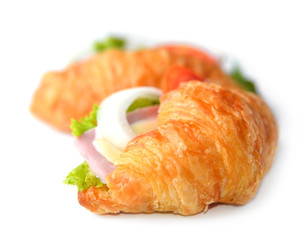 croissant sandwich isolated on white background