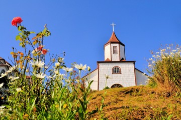 Historic wooden church, built by Jesuit, Chiloe, Chile