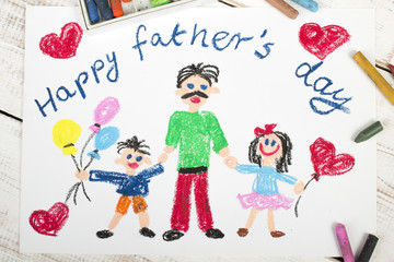 Happy fathers day card made by a child - 79837212