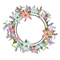 Lily Flower Round Frame