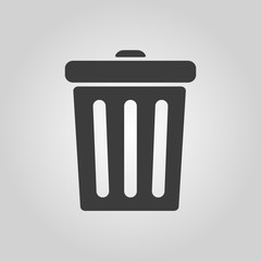 The trashcan icon. Dustbin symbol. Flat