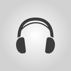 The headphone icon. Sound symbol. Flat