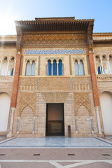 Obraz premium Royal Alcazar of Seville. Main facade of Pedro I Palace