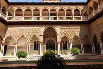 Fototapeta premium Real Alcazar de Sevilla. Patio de las Doncellas, Spain