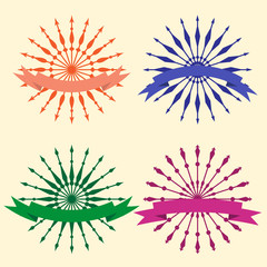 abstract soft colored vector rays set for use in design