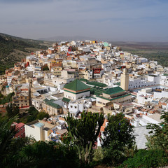 Fototapeta na wymiar Morocco. Aerial view of Moulay Idriss Zerhoun near Meknes