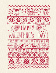 Valentines day greeting card in vintage hipster style.