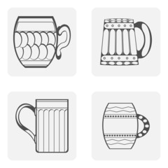 monochrome icon set mug, beer