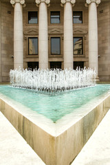 Fountain in front of Croatian national bank, Zagreb, Croatia
