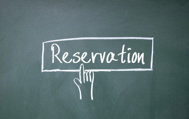 finger click reservation symbol on blackboard