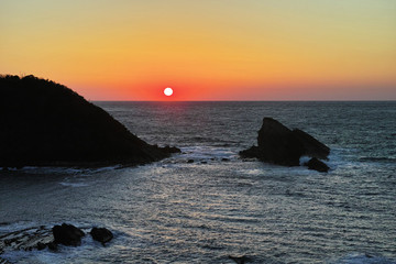 島根半島　須々海海岸　夕日
