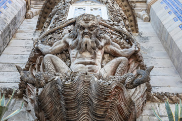 The depiction of a newt. Pena Palace in Sintra, Portugal