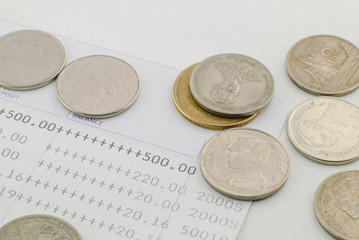 Thai money bath and Saving Account Passbook