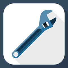 Adjustable wrench icon with long shadow
