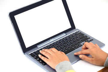 Woman hands typing on keyboard