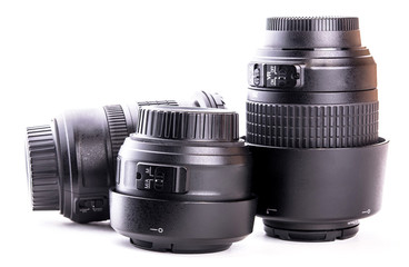 camera lens close up isolated on white