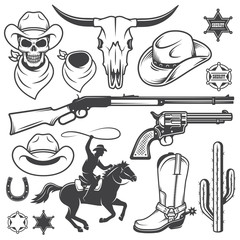 Set of wild west cowboy designed elements - 79845053