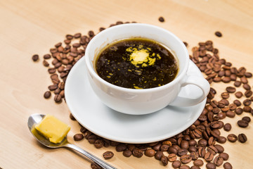 Black coffee with added butter