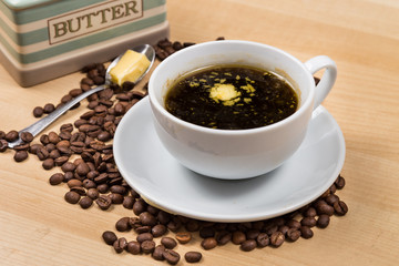 Black coffee with added butter