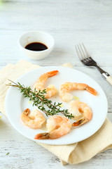 Delicious shrimp with soy sauce
