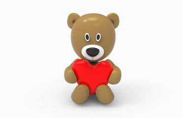 bear sitting and holding a heart in his paws