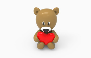 bear sitting and holding a heart in his paws