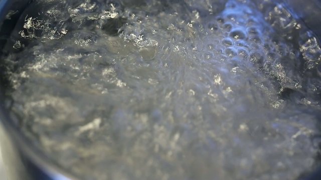 boiling water in a saucepan