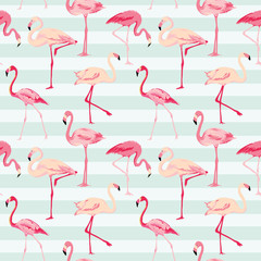 Flamingo Bird Background - Retro pattern transparente en vecteur
