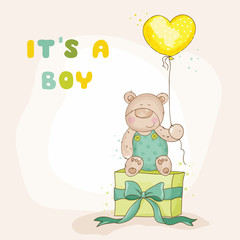 Baby Shower or Arrival Card - with Baby Bear - in vector