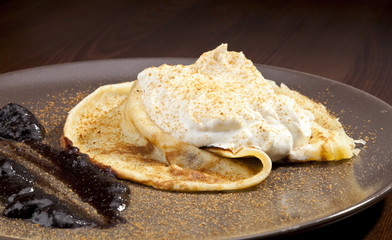 Crepe pancake with whipped cram