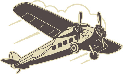 old airplane vector illustration