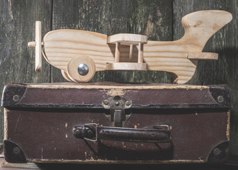 Fototapeta premium Children's toy wooden airplane