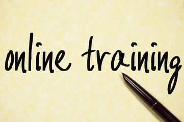 online training text write on paper