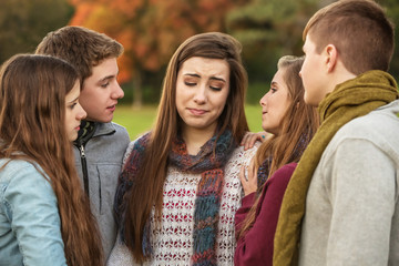 Fototapeta premium Friends Comforting Crying Girl