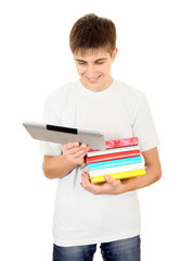 Student with a Books and Tablet