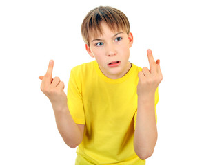 Kid with Middle Fingers Gesture