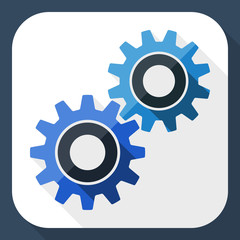 Gears or settings icon with long shadow