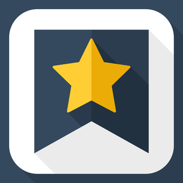 Gold star on the flag icon with long shadow