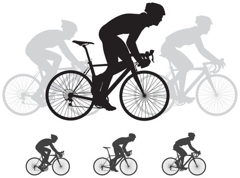Bicycle race vector silhouettes