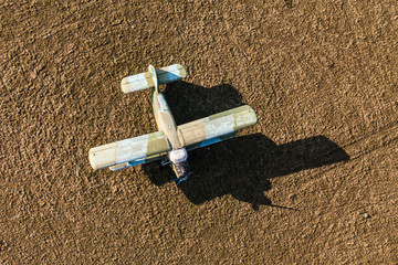 aerial view of old planes on airfield