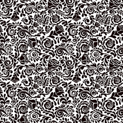 Abstract seamless lace pattern with flowers.