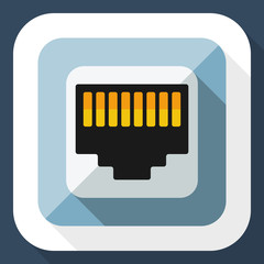 Network socket icon with long shadow