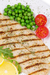 Grilled fish fillet.